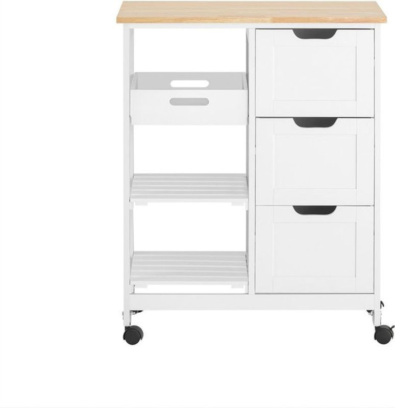 SoBuy Küchenwagen Servierwagen in Weiß mit 3 Schubladen und 3 Ablagen, B/T/H: 68 x 38 x 85 cm - Bild 1