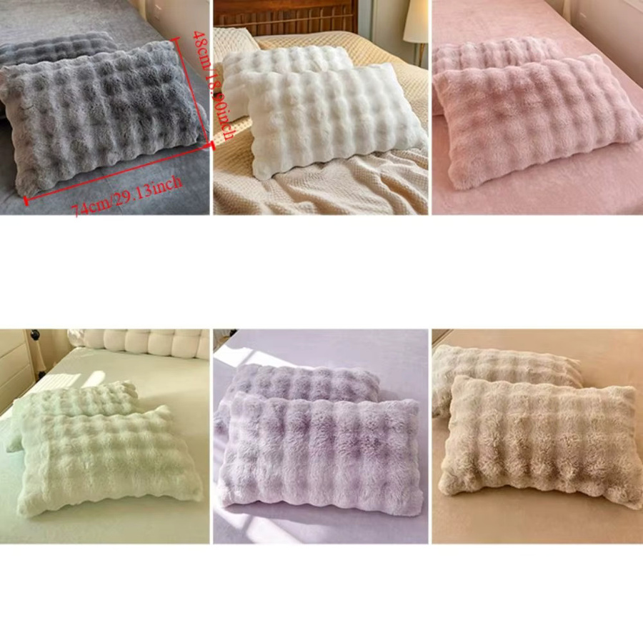 2er-Set Hause Textilien Flauschige Plüsch Fell Kissenbezüge in Grün, Rechteckig, Schmutzbeständig und Warm für den Winter - Bild 3