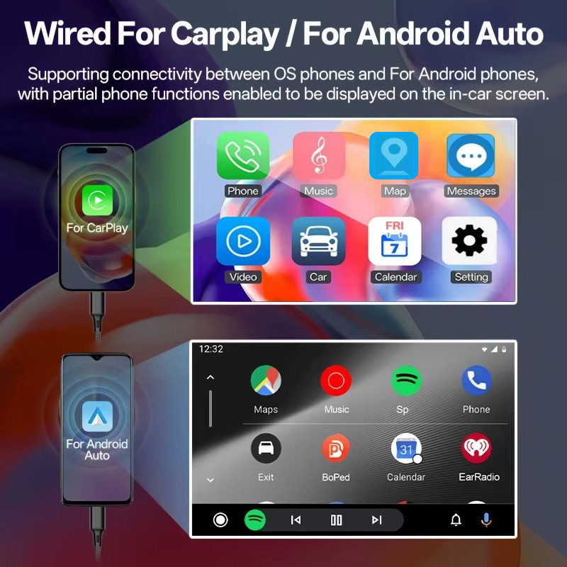 HIPPCRON Auto-MP5-Radio 2-DIN-Multimedia-Player mit 7-Zoll-Touchscreen, CarPlay und Android Auto, FM-Radio, AUX, USB, Schwarz - Bild 2