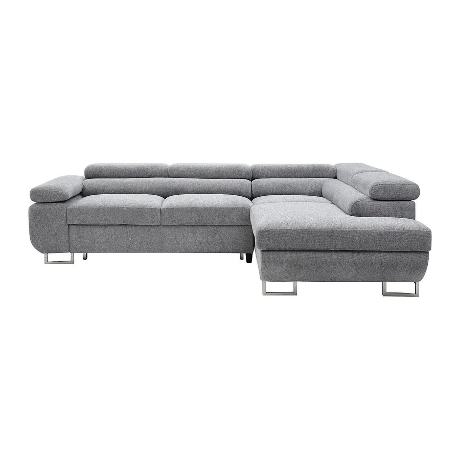 Vente-unique Schlafsofa Nurazio in Grau mit L-Form und Schlaffunktion aus Strukturstoff - Bild 2