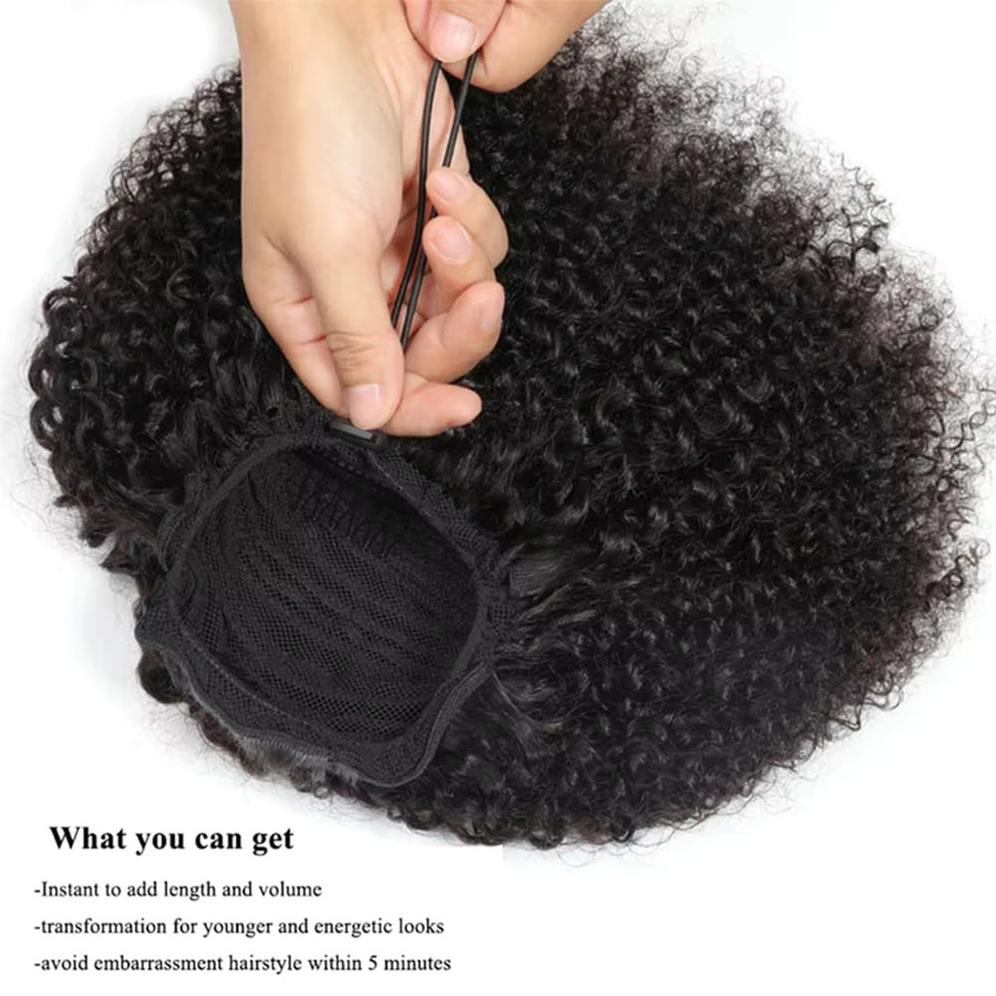 Tomiyaa Afro Kinky Curly Haarverlängerungen, Echthaar-Extensions, Unisex - Bild 4