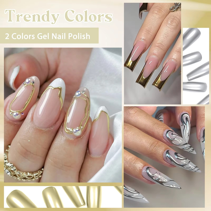 Mtssii Gel Nagellack Set, Metallic, Gold Silber - Bild 5
