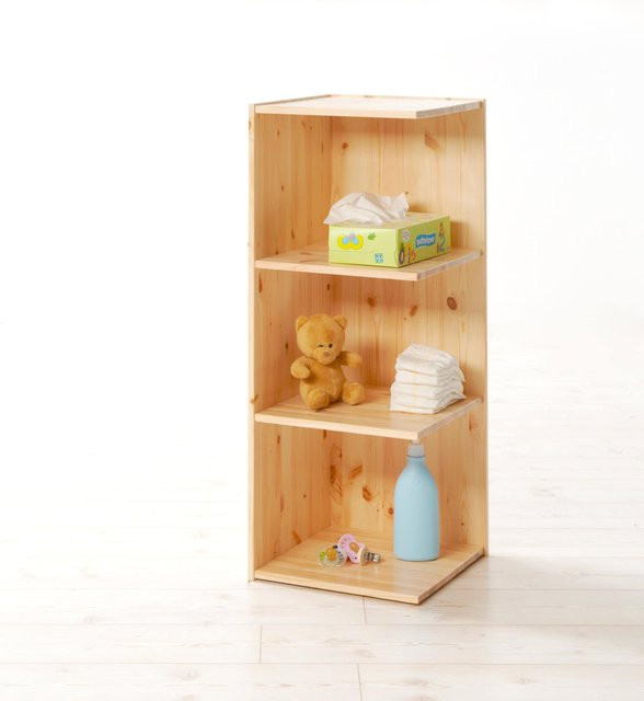 TiCAA Anstellregal Adam Moritz für Wickeltisch aus Kiefernholz in Natur Braun, B/T/H: 88,5 x 35,0 x 35,0 cm - Bild 1