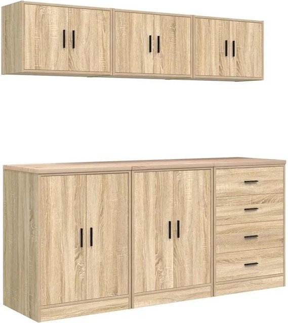 6er Set vidaXL Garagenschränke aus Holzwerkstoff in Sonoma-Eiche mit Türen und Schubladen - Bild 1
