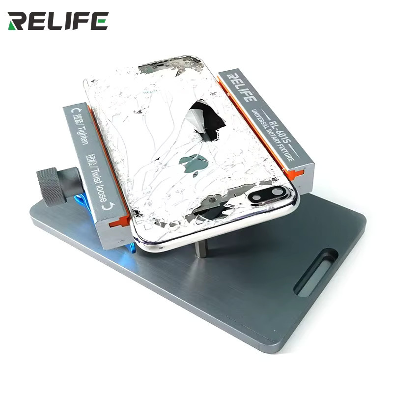 Relife RL-601S 2-in-1 Anti-Rutsch 360 Grad rotierender Halterungsklemmhalter zur Reparatur der hinteren Glasabdeckung in Grau - Bild 2