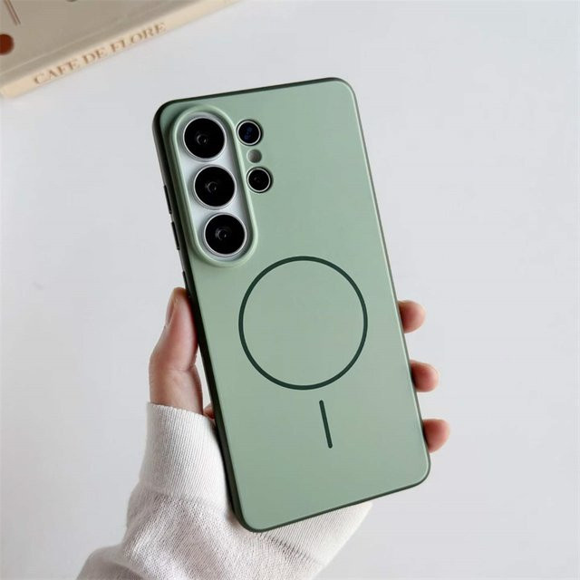 Matte TPU Magnetische MagSafe Handyhülle für Samsung Galaxy S26 S25 S24 S23 Ultra oder S26 Plus, Stoßfeste Abdeckung für kabelloses Laden, Orange oder Grün - Bild 1