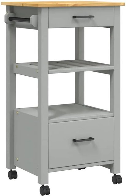 vidaXL Küchenwagen MONZA aus Massivholz Kiefer in Braun und Grau, B/T/H: 48 x 40 x 88,5 cm - Bild 1