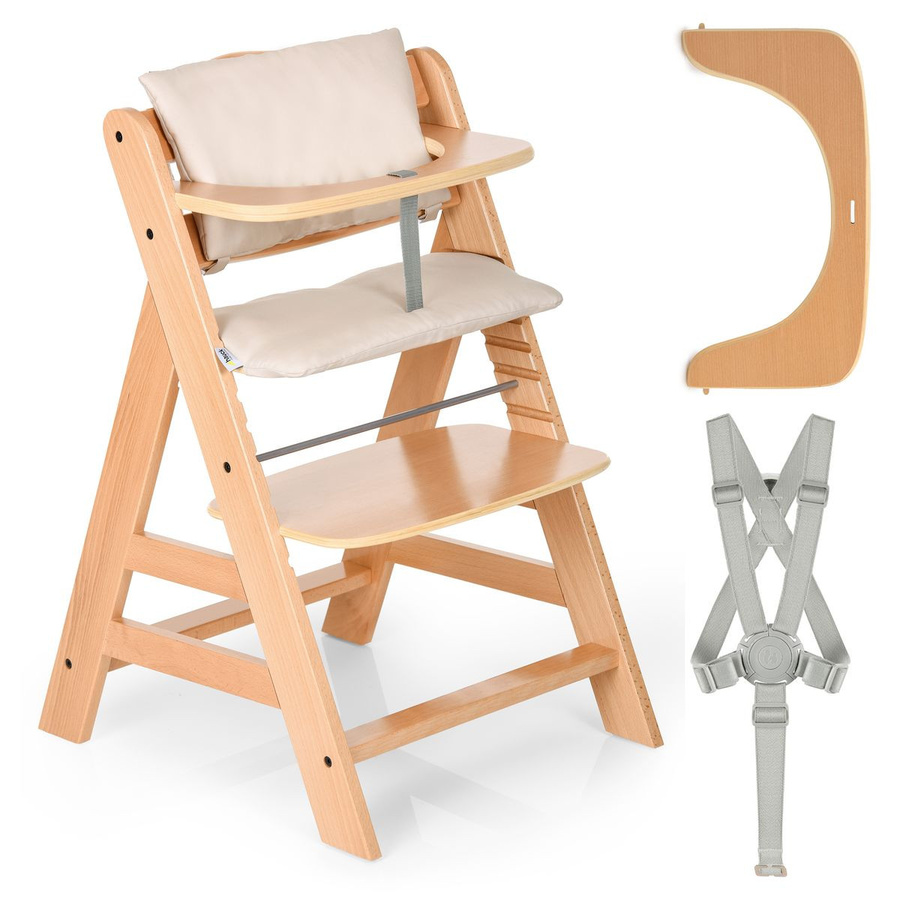 Hauck Alpha Plus Sparset aus Holz mit Sitzkissen Deluxe in Beige und Natur - Bild 1
