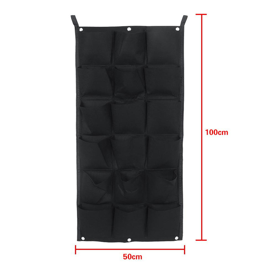 KONNWEI Wandhängender Pflanzer aus Filz mit 18 Taschen, Schwarz, B: 100 cm, H: 50 cm - Bild 2