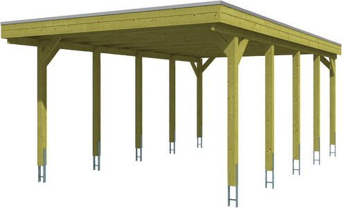 Skan Holz Carport Friesland grün B/T: 397 x 708 cm, Firsthöhe: 241 cm, imprägniert - Bild 2