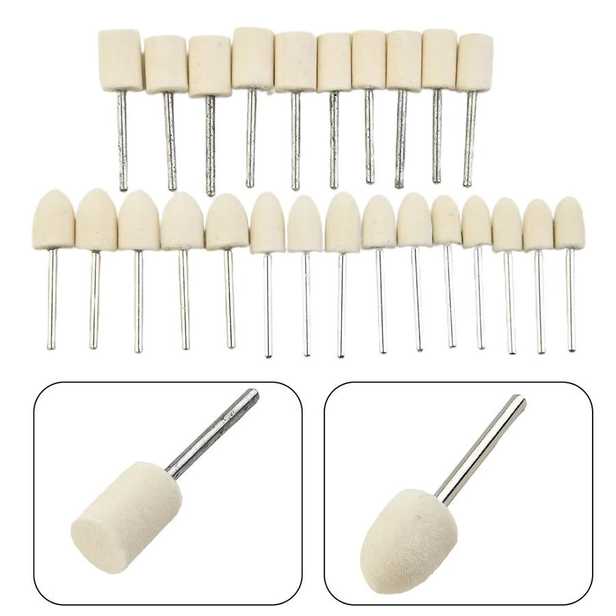 Vibratite 25er Set Filzpolierräder aus Wolle für Metall zum Polieren mit Bohrer-Zubehör - Bild 4