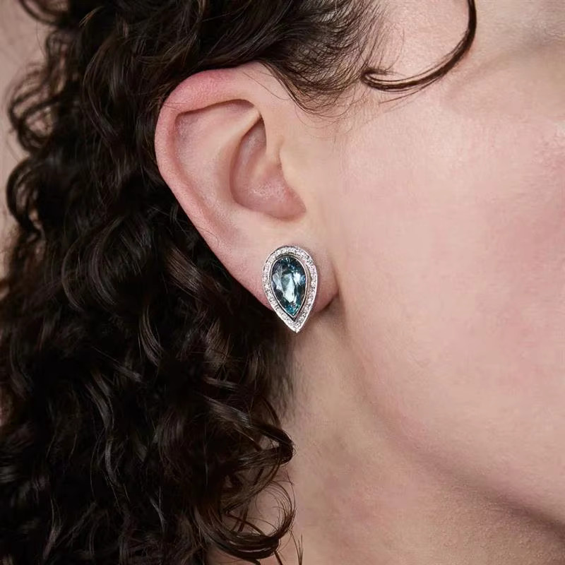 Huitan Ohrstecker, Silber, Zirkonia, blau, Damen - Bild 4