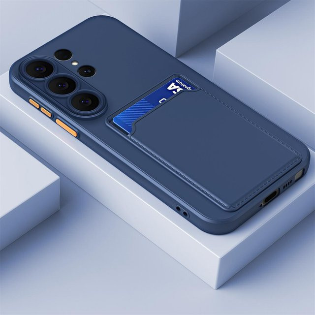 Silikon Handyhülle mit Kartenhalter für Samsung Galaxy S26 Ultra S25 Edge S24 FE S23 S22 S21 Plus A07 A17 A36 A56 A55 A54 A53 in Blau - Bild 1