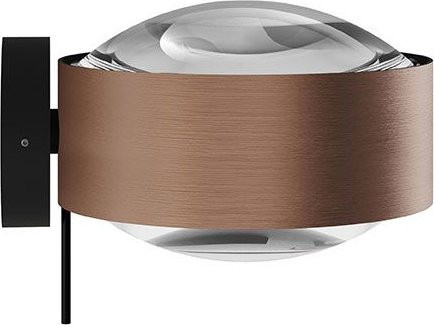 Top Light Puk! 120 Avantgarde HV-LED-Wandleuchte in Kupfer gebürstet und Schwarz matt mit transparenter Glaslinse und warmweißem LED-Licht (2700K) - Bild 1