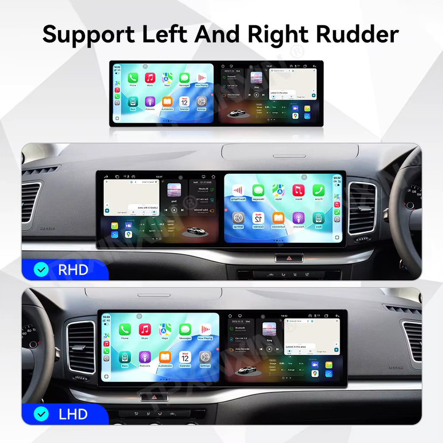 Aotsr Dual-Screen Android Autoradio für Volkswagen Sharan 2012-2019 mit GPS-Navigation und Touchscreen in Schwarz - Bild 3