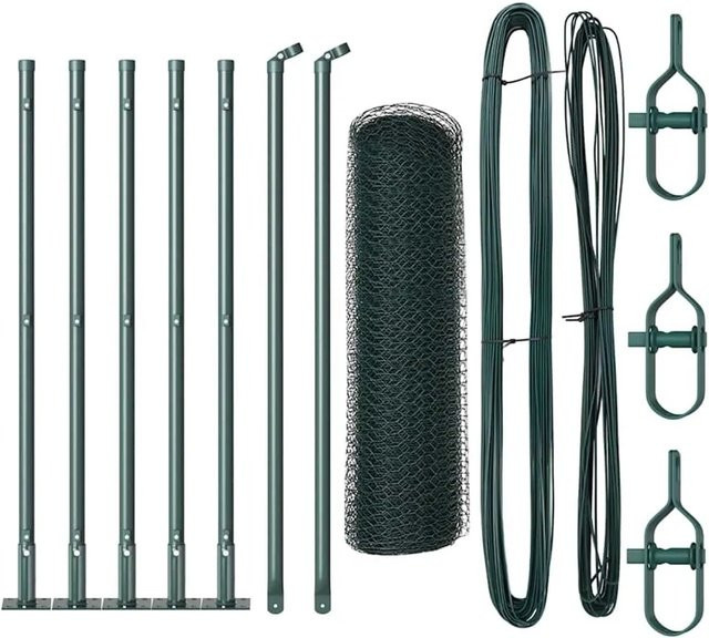 vidaXL Zaunpfosten aus Stahl und PVC in Grün, 10 Stück, Höhe: 40 cm, Durchmesser: 3,2 cm - Bild 1