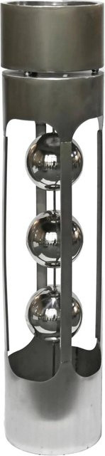 DELUKE Pflanzsäule BREMEN aus Edelstahl in Silber, moderner Blumenkübel für drinnen und draußen, Höhe: 111 cm, Breite: 25 cm, Tiefe: 25 cm - Bild 1