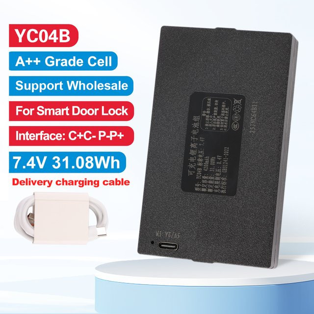 KingSener Ersatzakku YC04B für intelligentes Türschloss, 4200 mAh, 7,4 V, 31,08 Wh, Schwarz - Bild 1