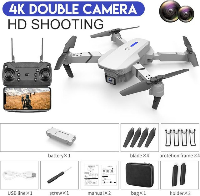LYZRC RC Quadcopter mit 4K Weitwinkel Dual-Kamera, WiFi FPV und optischer Fluss Positionierung, faltbarer Selfie-Drohnen Spielzeug in Grau - Bild 1