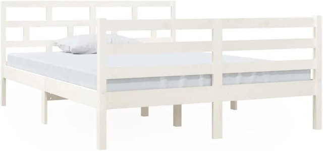 vidaXL Massivholzbett aus Kiefer in Weiß, B/T/H: 140 x 190 x 146 cm - Bild 1