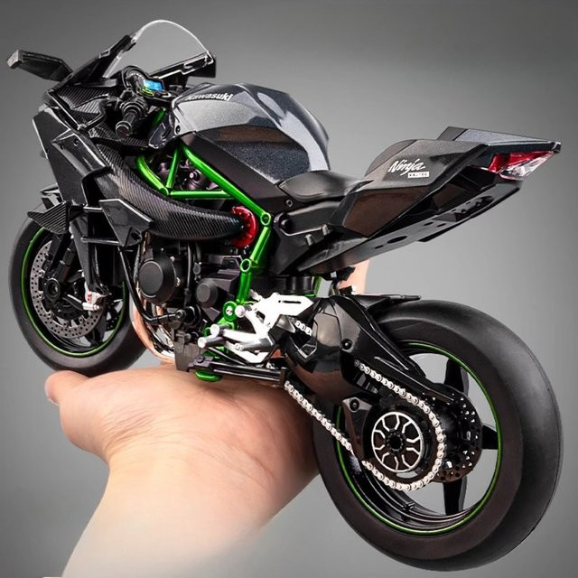 RMZ City Motorrad Modell Kawasaki H2R R1250 GS Diecast Metall Spielzeug in Schwarz - Bild 1