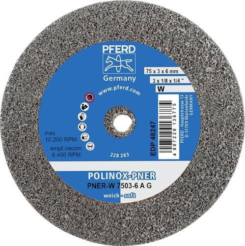 PFERD POLINOX verpresstes Vlies-Rad PNER Weich A Grob für Finish, Grau, Durchmesser: 75 mm, Dicke: 3 mm, Bohrung-Ø: 6 mm - Bild 1