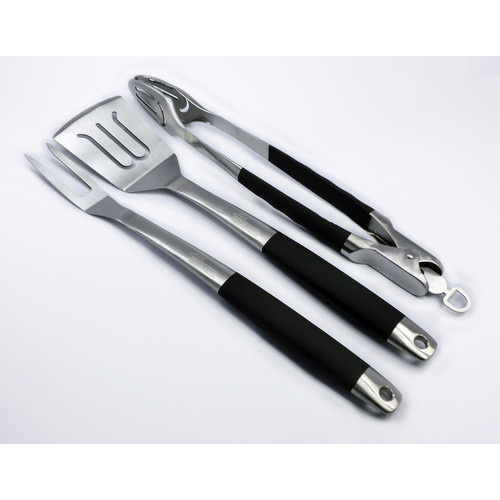 Mr. GARDENER Grillbesteck aus Edelstahl in Silber und Schwarz, Länge: 45,5 cm - Bild 2