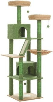 Pawz Road Katzenbaum in Grün mit Höhle, Hängematte und integriertem Spielzeug, Höhe: 180 cm - Bild 1