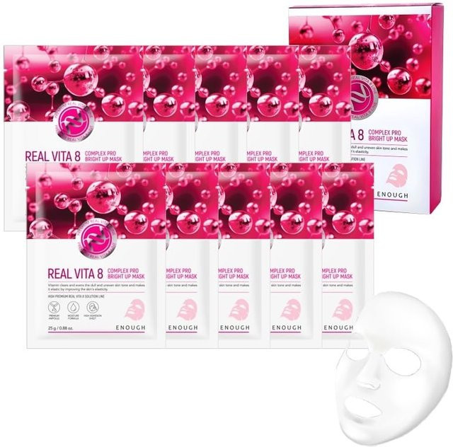 ENOUGH REAL VITA 8 Complex Pro Bright Up Maske, 10 Stück, Vitamin C, Niacinamid - Bild 1