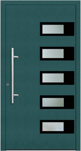 KNOCK Flügelüberdeckende Kunststoff-Haustür Terra in Moosgrün mit Glaseinsatz und RC2-Schutz - Bild 1