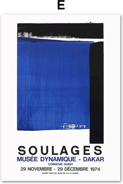 Abstrakte Wandkunst Blue Matisse Soulages Leinwandgemälde für Wohnzimmer und Büro, Breite: 60 cm, Höhe: 90 cm - Bild 1