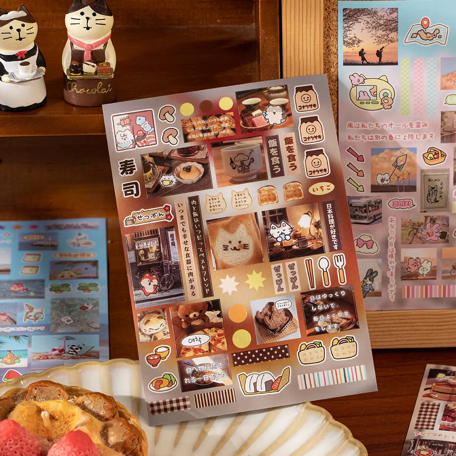 Vintage Flavours Street Series Stickerbuch mit Lebensmittel-Motiven, kreatives DIY-Scrapbook aus Papier, multicolour - Bild 5