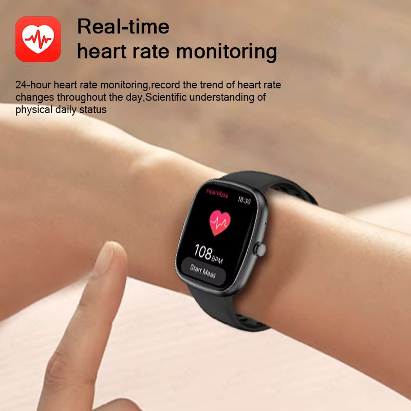 LIGE Smartwatch mit Bluetooth-Anruffunktion und 1,83 Zoll Display für Android und iOS, Sportuhr mit Herzfrequenzmessung und individuellem Zifferblatt in Schwarz und Pink - Bild 4