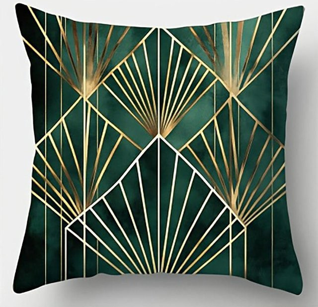 JMG Clothing Kissenbezüge im Art Deco Muster in Grün und Gold, B/B: 50 x 50 cm - Bild 1