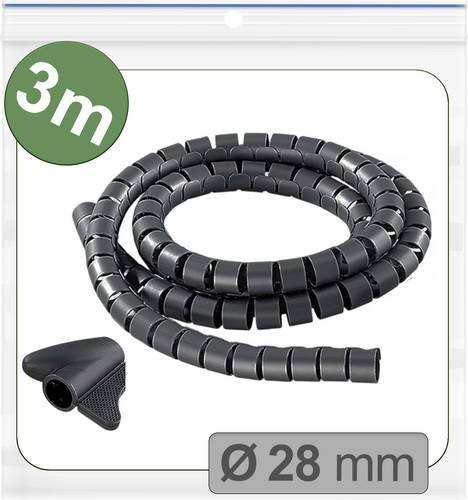 Quadrios Kabelschlauch 25CA739 Schwarz 3m mit maximal 28mm Durchmesser - Bild 1