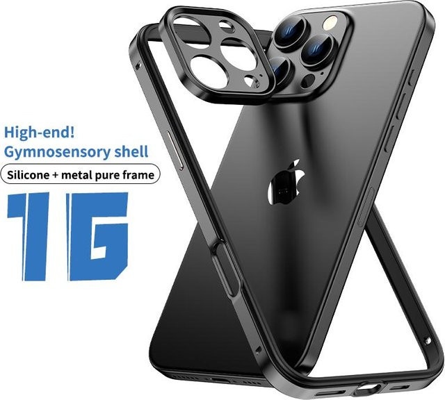 Rui Di Wüsten-Titan Kameraobjektiv-Schutz Bumper Hülle für iPhone 17 Air, iPhone 16 Pro Max, iPhone 15 Plus, iPhone 14 und iPhone 13 in Schwarz - Bild 1
