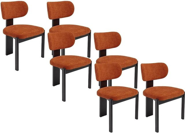 Vente-unique Stuhl Wilana in Terracotta mit Bouclé-Stoff und Kautschukholz, Breite: 56 cm, Tiefe: 60 cm, Höhe: 85 cm - Bild 1