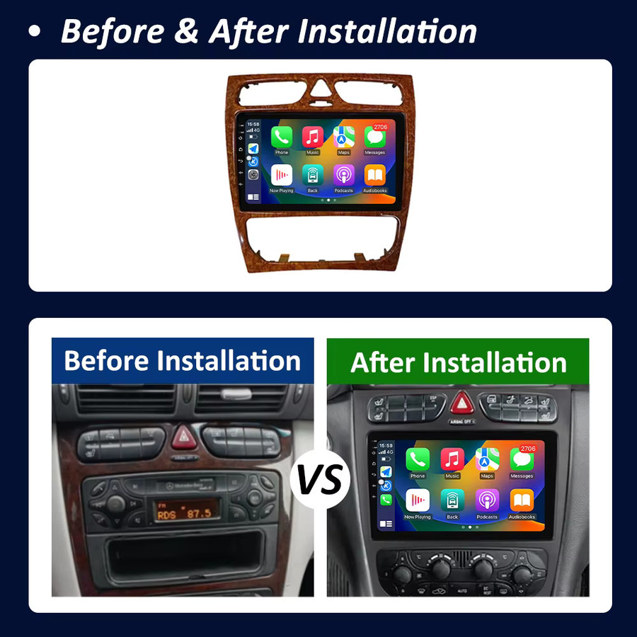 KJ-NAVI Android 16 Multimedia-Player für Mercedes Benz C-Klasse W203 C200 C320 C350 und CLK W209 (2002 - 2005) mit DSP Stereo Zubehör - Bild 4