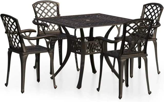 vidaXL 5-tlg Bistro-Set aus Aluminiumguss in Bronze für Garten und Außenbereich - Bild 1