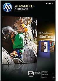 HP Advanced Fotopapier für Inkjet-Drucker, hochglänzend, Weiß, Format: 10 x 15 cm, 100 Blatt - Bild 1