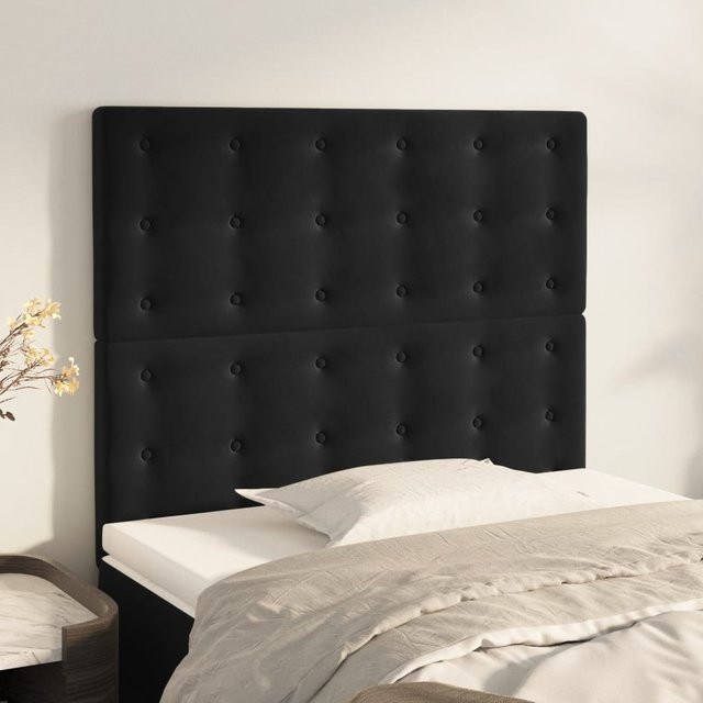 vidaXL Kopfteil für das Bett aus Samt in Schwarz, B/T/H: 100 x 5 x 128 cm - Bild 2
