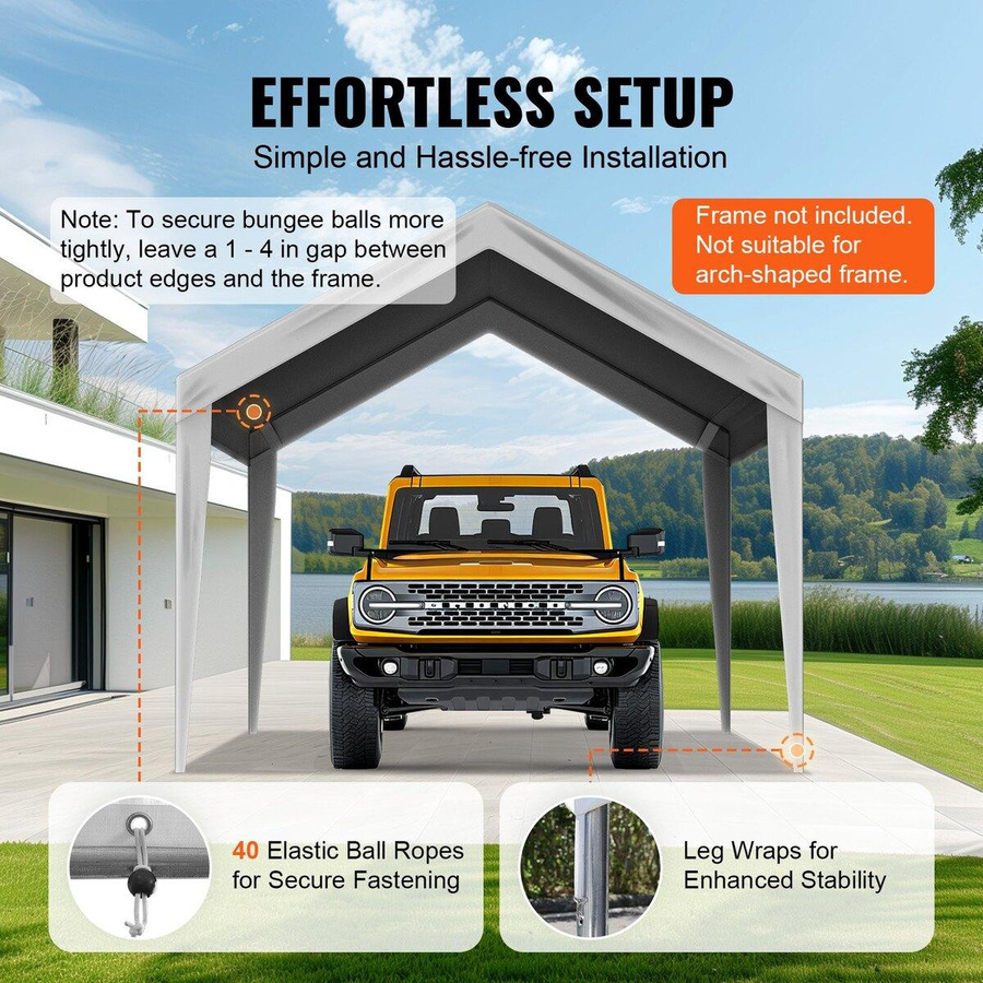 Buying Solutions MB Carport Ersatzdach Garagen-Oberzelt aus PE-Kunststoff-Gewebe, grau, B: 615 cm, T: 304 cm - Bild 5