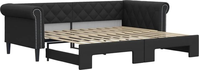 vidaXL Ausziehbares Tagesbett in Schwarz aus Kunstleder für Schlafzimmer und Wohnzimmer, B/T/H: 90 x 200 cm - Bild 1