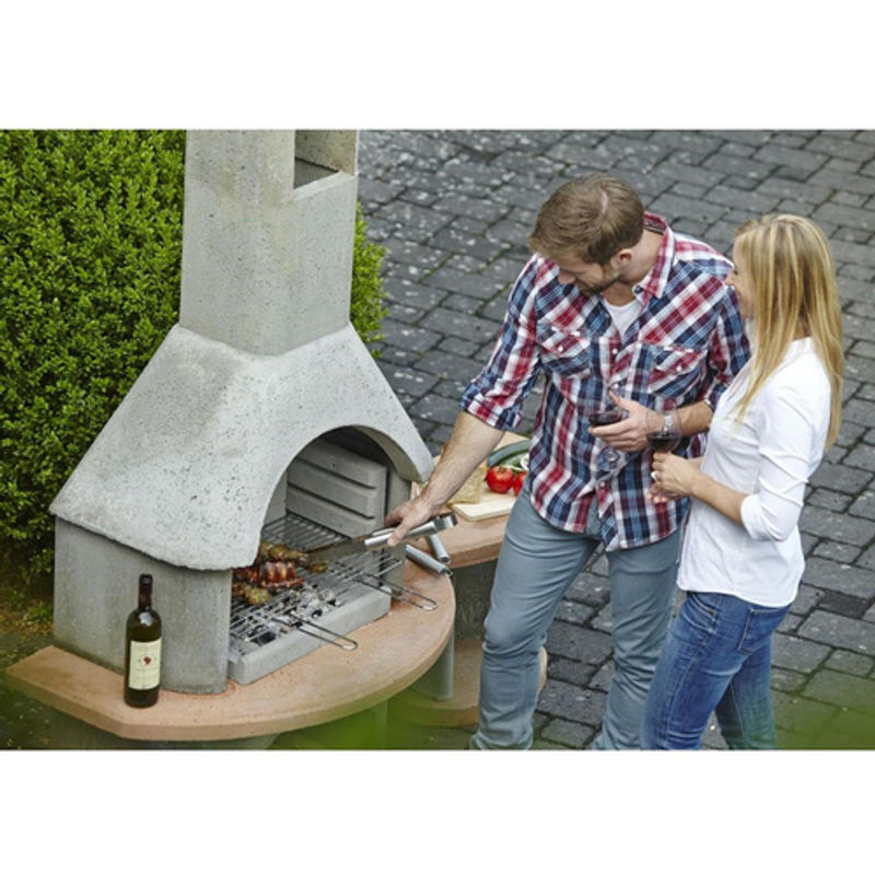 Buschbeck Gartengrillkamin Carmen mit Tisch in Grau-Terrakotta, B/H/T: 180 x 203 x 65 cm - Bild 4