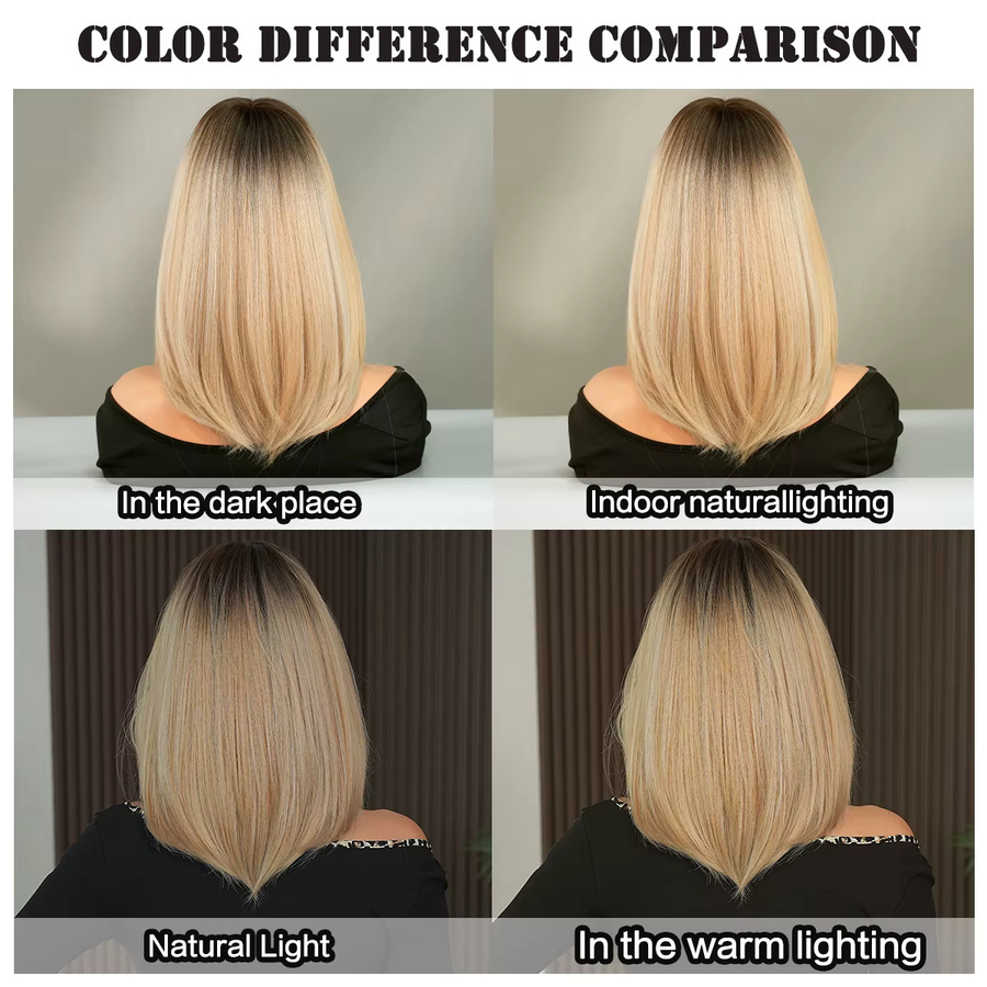 7JHH WIGS Perücke für Damen, schulterlang, goldbraun, synthetisch - Bild 4