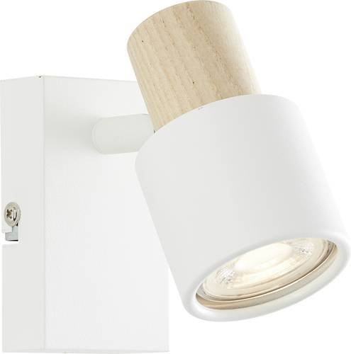 Brilliant Pini 10145/75 Wandleuchte GU10 in Weiß und Holz mit modernem Design und verstellbarem Strahler - Bild 1