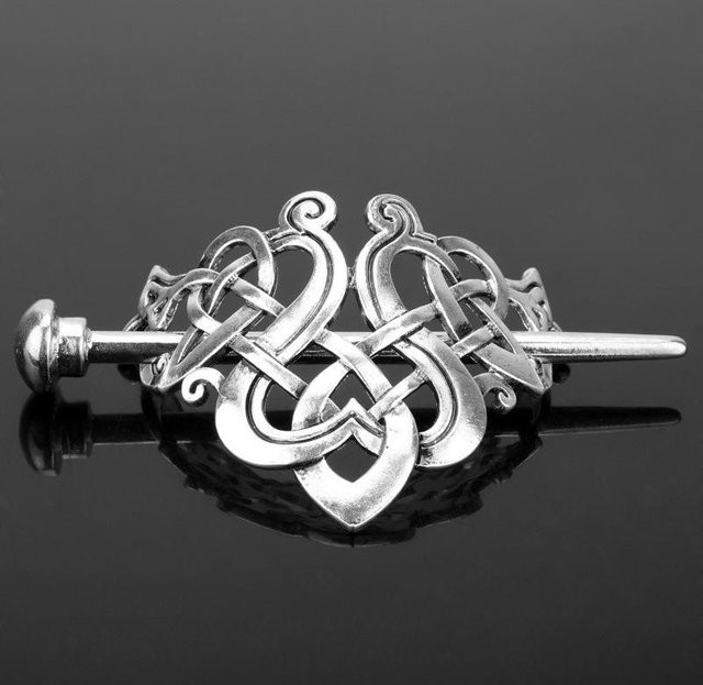 Haarnadel keltischer Knoten, antikem Metall, armee grün - Bild 1