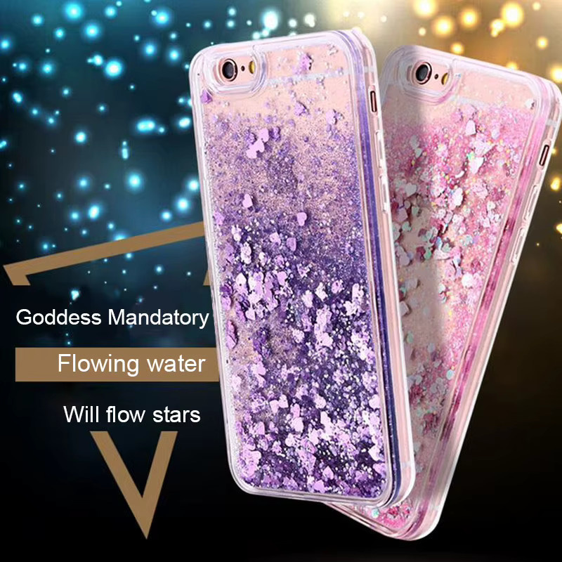 Nephy Handyhülle mit Herz und Sternen Glitter in Lila für iPhone 15 14 13 12 11 Pro Max XS XR SE mit dynamischem Flüssigkeits-Effekt - Bild 1