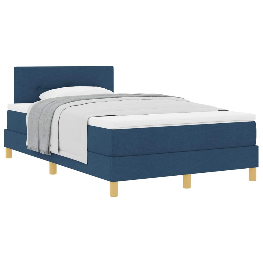 vidaXL Boxspringbett mit Matratze und Kopfteil in Blau, Hybridbett mit Taschenfederkern, B/T: 120 x 190 cm - Bild 2