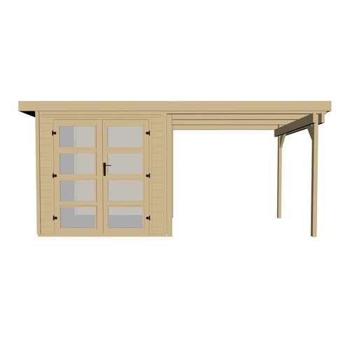 WEKA Gartenhaus 321 B Gr.4 aus europäischer Fichte mit Flachdach in Beige, B/H/T: 553 x 206 x 194 cm - Bild 3